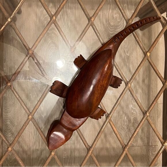 Lizard Stash Box Wood Hand Carved Large Boho Trinket Southwest Table Decor - Picture 11 of 11